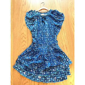 Poupette St. Barth Womens Tiered Ruffled Mini Dress w/Fluttered Sleeves Sz M EUC